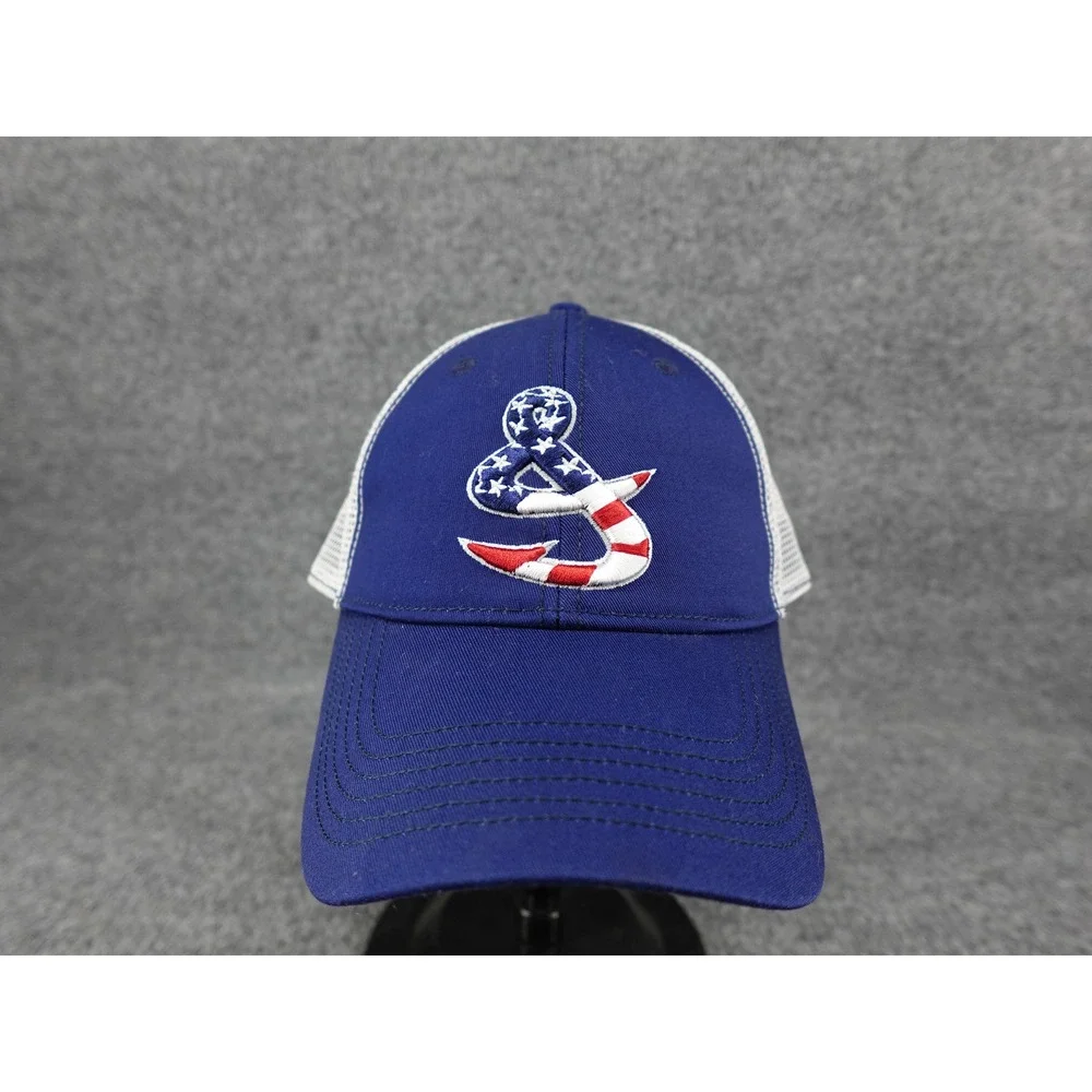 Hook & Tackle Trucker Hat Mens OSFM Blue Good Patriotic Anchor Snapback Mesh Cap
